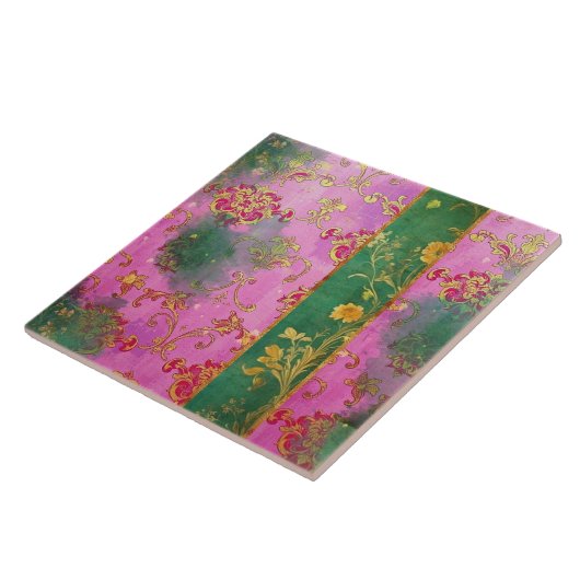 Wild rosa Grunge Damask - Tile Fliese (Seite)
