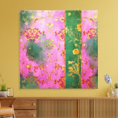 Wild rosa Grunge Damask - ummantelte Canvas Leinwanddruck (Insitu (Wohnzimmer))