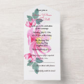 Wild rosa Rosen in Aquarellfarben All In One Einladung (Innen Boden)