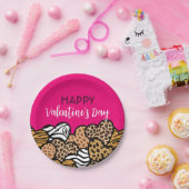 Wild-rosa-Tierdruckherz Valentinstag-Party Pappteller (Party)