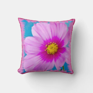 Wild rosa und blaue Blume Kissen