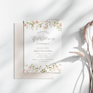 Wild Rose Baby First Birthday Foto Einladung