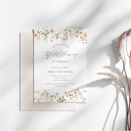 Wild Rose Baby First Birthday Foto Einladung