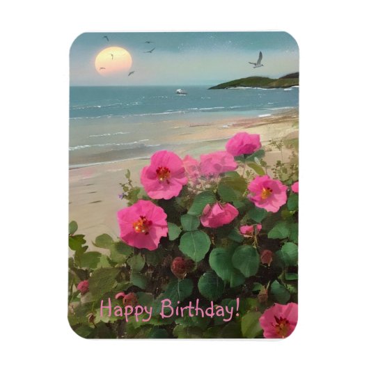 Wild Rose Beach Geburtstag Magnet (Vertikal)