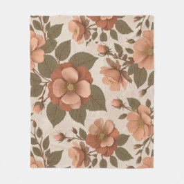 Wild Rose Blooms In Earthy Shades Of Terracotta  Fleecedecke