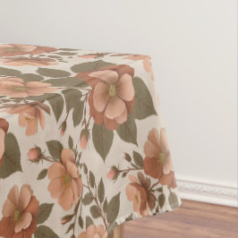 Wild Rose Blooms In Earthy Shades Of Terracotta  Tischdecke