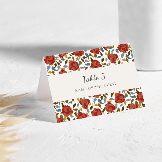 Wild Rose Floral Petals Garden Wedding Place Card Tischnummer