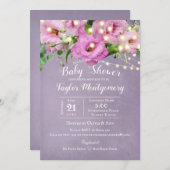 Wild Rose Garden | Lilac Baby Dusche Einladung (Vorne/Hinten)