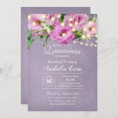 Wild Rose Garden | Lilac Quinceñera Einladung (Vorne/Hinten)