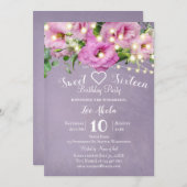 Wild Rose Garden | Lilac Sweet 16 Birthday Party Einladung (Vorne/Hinten)