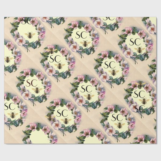 WILD-ROSE KROWN, HONEY-BIE/RINDFLEISCHMONOGRAMM GESCHENKPAPIER (Flach)