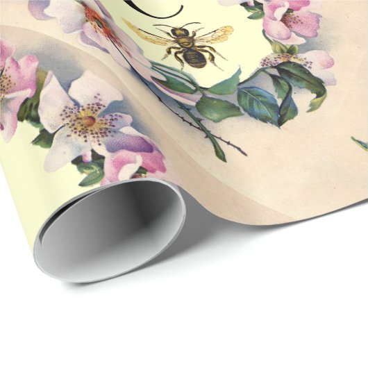 WILD-ROSE KROWN, HONEY-BIE/RINDFLEISCHMONOGRAMM GESCHENKPAPIER (Rolleneckpunkt)