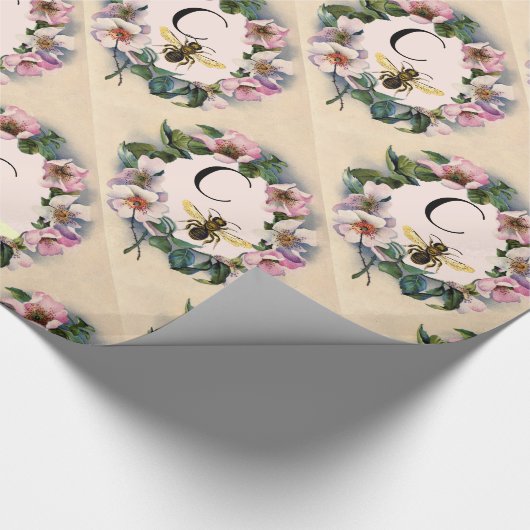 WILD-ROSE KROWN, HONEY-BIE/RINDFLEISCHMONOGRAMM GESCHENKPAPIER (Ecke)
