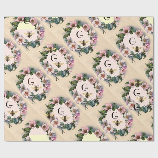 WILD-ROSE KROWN, HONEY-BIE/RINDFLEISCHMONOGRAMM GESCHENKPAPIER (Flach)