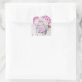 Wild Rose & Lavender Summer Wedding Danke Quadratischer Aufkleber (Tasche)