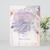 Wild Rose & Lavender Summer Wedding Menu Menükarte (Stehend Vorderseite)