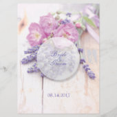 Wild Rose & Lavender Summer Wedding Menu Menükarte (Rückseite)