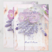 Wild Rose & Lavender Summer Wedding Menu Menükarte (Vorne/Hinten)