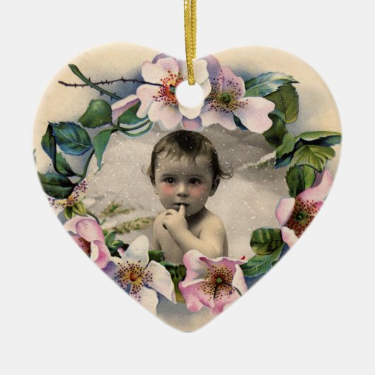 WILD-ROSE MIT GEM STONE-MONOGRAMM-FOTOVORLAGE KERAMIK ORNAMENT (Vorne)