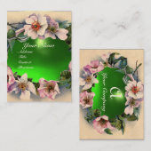 WILD-ROSE MIT GRÜNEN GEM STONE-MONOGRAMM VISITENKARTE (Vorne/Hinten)