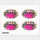 WILD ROSE MIT PINK FUCHSIA GEM STONE ,Vielen Dank Ovaler Aufkleber (Blatt)