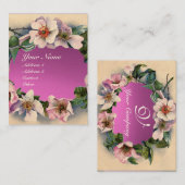 WILD-ROSE MIT PINK-LILA GEM-STEIN-MONOGRAMM VISITENKARTE (Vorne/Hinten)