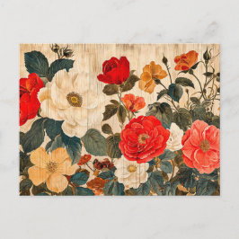 Wild Rose Mix on Weathered Wood Postkarte