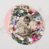 WILD-ROSE,MUSCHELN BABY-FOTOVORLAGE EINLADUNG (Vorne/Hinten)