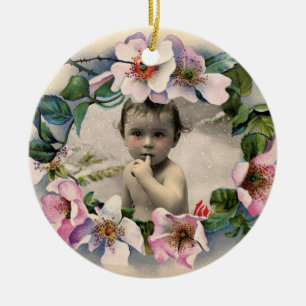 WILD-ROSE, PINK GEM BABY SHOWER FOTO-VORLAGE KERAMIKORNAMENT