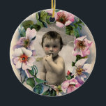 WILD-ROSE, PINK GEM BABY SHOWER FOTO-VORLAGE KERAMIKORNAMENT<br><div class="desc">Elegantes Monogramm und klassische Blumenkrone mit wunderschönen rosa Rose, leuchtend fuchsia amethyst Edelstein .3D-Grafik und digitales Dekorieren von Bulgan Lumini (c) Leicht mit Ihren Initialen und eigenen Text als Hochzeitszeremonie Ankündigung, Platzkarten, rett-the-date .Geburts, danke Karten .Brautparty .Babyduschen .Sweet 16 Tage, Bat Mitzvah, Abschlüsse, Verlobung-Duschen, Jubiläen, Feiern oder einfach nur über...</div>