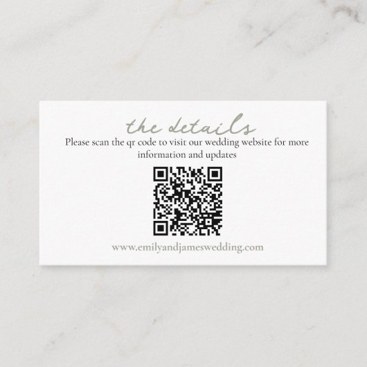 Wild Rose Sage Wedding QR Enclosure Card Begleitkarte (Vorderseite)
