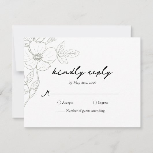 Wild Rose Sage Wedding RSVP Card (Vorderseite)