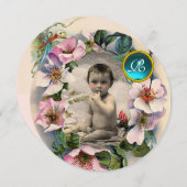 WILD-ROSE , STORK BOY BABY SHOWY FOTOVORLAGE EINLADUNG (Vorne/Hinten)