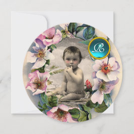 WILD-ROSE , STORK BOY BABY SHOWY FOTOVORLAGE EINLADUNG