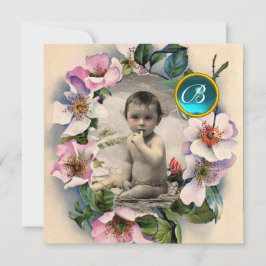 WILD-ROSE , STORK BOY BABY SHOWY FOTOVORLAGE EINLADUNG