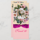 WILD-ROSE UND PINK-RIBBON-FOTO-VORLAGENMONOGRAMM EINLADUNG (Vorne/Hinten)