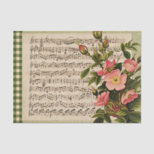 Wild Rose Vintage Notenpapier Scheck Tissue Papier