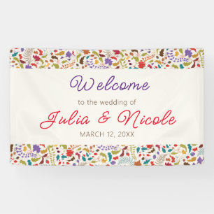 Wild Rose Woods Exotischer Blumengarten Hochzeit Banner