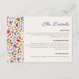 Wild Rose Woods Exotischer Blumengarten Hochzeit Begleitkarte