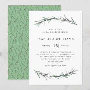 Wild Rosemary Botanical Bridal Dusche Einladung