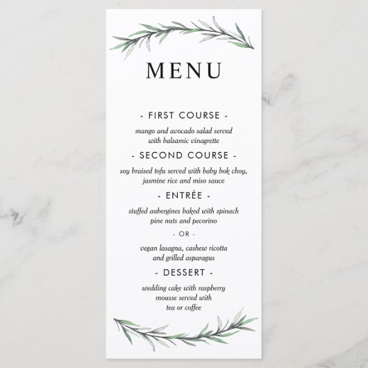 Wild Rosemary Botanical Wedding Menu Menükarte (Vorderseite)
