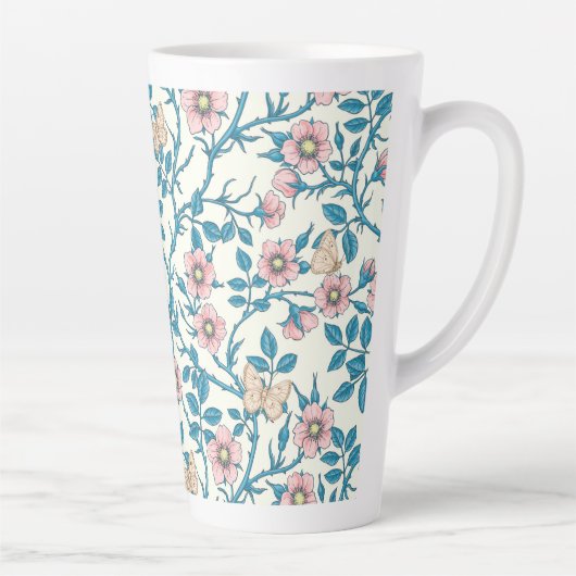 Wild roses and butterflies /pink/blue/off white milchtasse (Rechts)