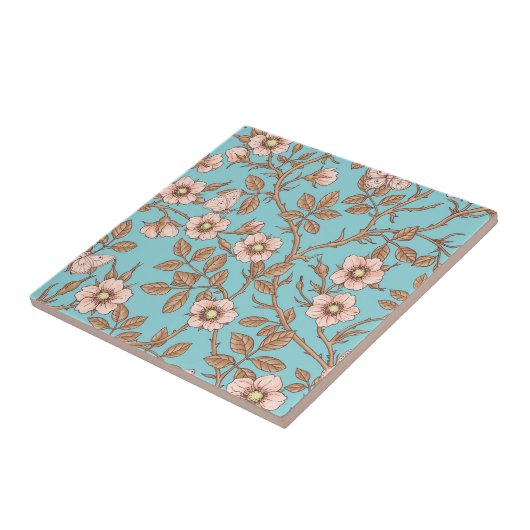 Wild roses and butterflies /pink/brown/pool fliese (Seite)