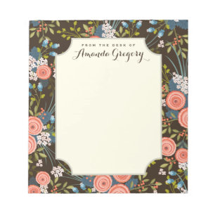 Wild Roses Floral Garden Personalisiertes Notizbuc Notizblock