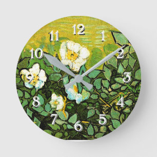 Wild Roses, popular painting by Vincent van Gogh Runde Wanduhr