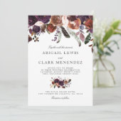 Wild Royal Bloom | Lila Hochzeitsreise Einladung (Stehend Vorderseite)