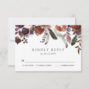 Wild Royal Bloom Wedding RSVP Karte