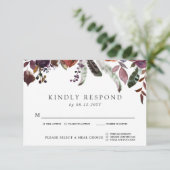 Wild Royal Bloom Wedding RSVP | Wahl des Essens Karte (Stehend Vorderseite)