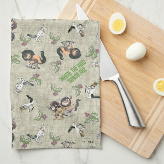 Wild Rumpus Holiday Pattern Geschirrtuch (Viertel Falte)