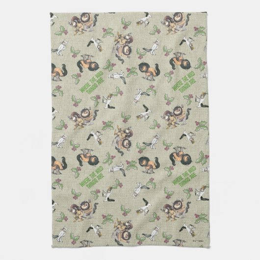 Wild Rumpus Holiday Pattern Geschirrtuch (Vertikal)